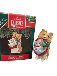 Vintage Hallmark Weihnachtsschmuck Lady & The Tramp And Laddie Hund & Katze - Bild 1 von 5