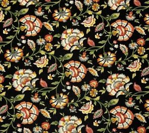 MILL CREEK CLIFFSIDE IVORY TOWER NOIR BLACK FLORAL LINEN FABRIC BY YARD 54"W - Picture 1 of 6