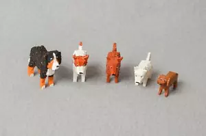5 Hunde Tiere Reifenvieh Reifentier Holztiere Bauernhof Seiffen - Bild 1 von 5