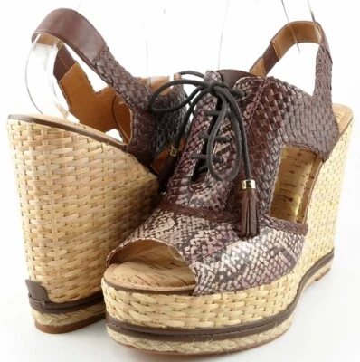 $225 Nuevo SAM EDELMAN TINLEY Vino Tk Cuero Marrón Diseñador Plataforma Cuñas 9.5 Foto 1 de 4