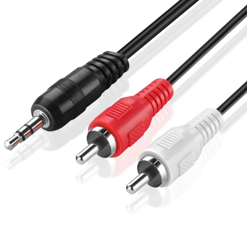 New 6FT 3.5mm AUX Plug to 2 RCA Male Plug Y Audio Stereo Cable - Image 1 of 1