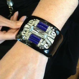 PERFECTO, VINTAGE KENNETH j. ¡BRAZALETE LANE (KJL) DE DIAMANTE Y ÓNIX/LAPIS! - Imagen 1 de 7