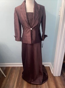 Maxi abito formale Jessica Howard donna taglia 6 perline marrone scuro giacca MOB NUOVO CON ETICHETTE - Foto 1 di 21