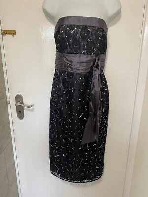 Y2k 90s NEXT lace Sequin Sash Pencil Dress With Detachable Straps Size 12  - Image 1 of 4