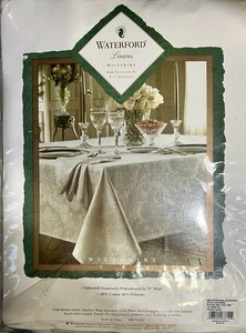 Waterford Wiltshire Pearl Fine Linens Tablecloth 70"x 84" Oblong NIP - Picture 1 of 10