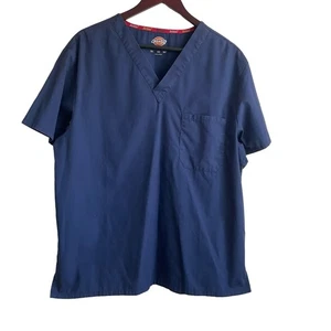 Dickies Mens Scrub Top L Blue Casual Standard Medical Uniform Nurse Workwear - Picture 1 of 7