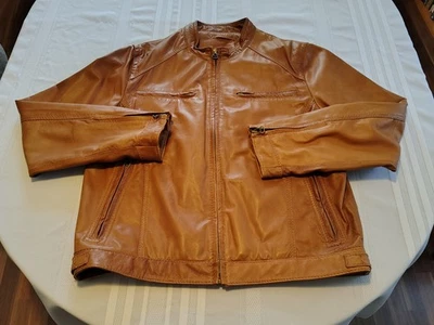 Wilsons Leather  Mens Medium/Large Camel Cafe Racer Moto Lined Jacket  - Image 1 of 4
