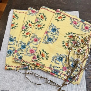 Manteles individuales April Cornell 4 piezas 100 % algodón diseño floral multicolor bordados - Imagen 1 de 8