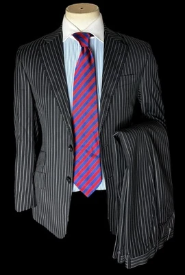 Paul Smith Black Pinstripe Suit 34S / W28S Made In Italy Banker Stripe  - Image 1 of 4