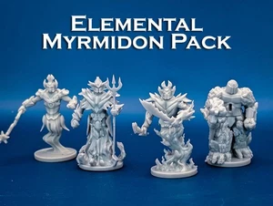 Elemental Myrmidon Pack | 4 Miniatures Starter Set 28mm Scale DnD D&D Mini - Picture 1 of 10