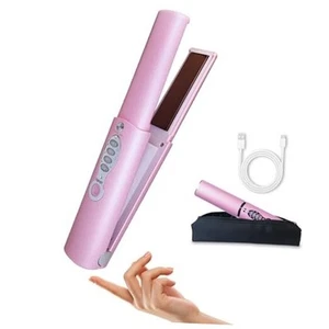 Travel Small Hair Straightener and Curler 2 in 1 for Short Hair, Shocking Pink - Picture 1 of 7