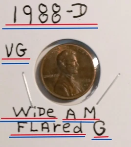 1988 D Lincoln Penny FS 901 Wide A M With Flared G Initial RB VG Condition Gem - Picture 1 of 11