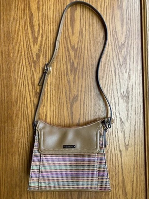 Liz Claiborne purse brown and multicolor multi pockets great condition adj strap - Image 1 of 4