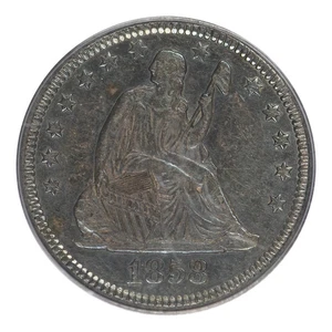 1858 P Seated Liberty Quarter PCGS AU-53 CAC - Picture 1 of 4