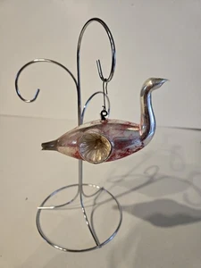 Vtg Blown Glass Swan Goose Double Indent Spun Tail Christmas Ornament NO TAIL - Picture 1 of 7