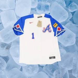 Neu mit Etikett Atlanta Braves Nike City Connect Ozzie Albies #1 Trikot Unisex Größe XL ~ weiß - Bild 1 von 7