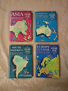 Golden Book Picture Atlas of the World Lot (4 Vols) 1960s Golden Press HC VTG - Imagen 1 de 15