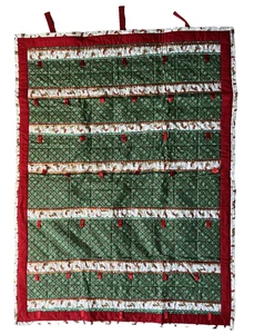 Vintage Handmade Christmas Quilted Holiday Wall Hanging Stocking Holly Red Green - Picture 1 of 8