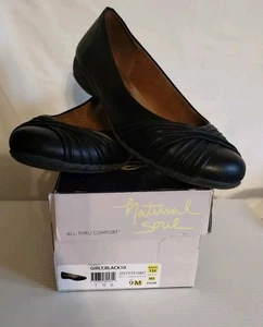 Natural Soul By Naturalizer Shoes Girly Womens 9 M Black Slip On Flats Casual  - Picture 1 of 4