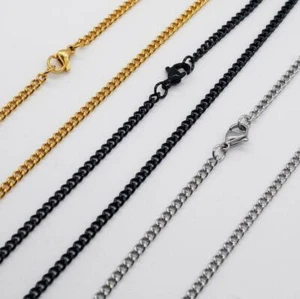 "Collar de eslabones rolo de acero inoxidable 3 mm para hombre niño cadena negro/dorado tono negro/dorado 24""" - Imagen 1 de 5