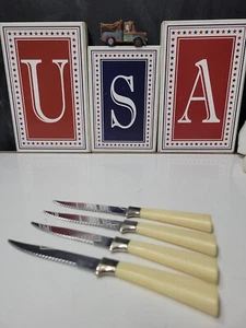 4 Vintage PEEREDGE Regent Sheffield England Forever Sharp Stainless Steak Knives - Picture 1 of 7