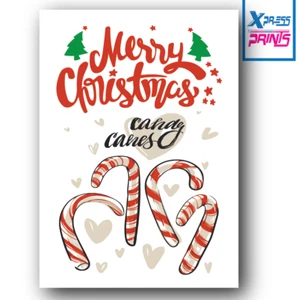 Póster de Navidad Feliz Navidad Santa Caramelo Caña Corazón Pared Arte Impresión A3 A4 A5 TALLAS - Imagen 1 de 4