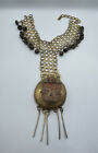 Dona De Mexico Vintage Hand Wrought Brass Ancient Clay Face Necklace