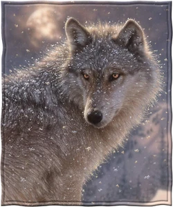 Winter Wolf Throw Blanket - Wolf Fleece Blanket for Adults and Kids - 75X90 Inc - Picture 1 of 6