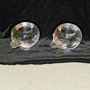 Paar 2 PUKEBERG Schweden Kunst Glas Modern Tier Votivkerzenhalter Mid Century - Bild 1 von 7