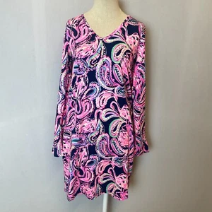 Lilly Pulitzer Dress Extra Small Pink Long Sleeve Flock to the Top Etta Paisley - Picture 1 of 11