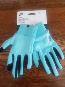 Nike Youth Unisex Club Fleece Gloves Blue Black Size MedTouch Screen Compatible - Picture 1 of 3