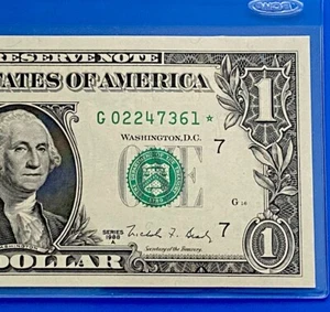 1988A STAR NOTE $1 DOLLAR BILL ( CHICAGO G ) RARE (DC) UNCIRCULATED - Picture 1 of 3