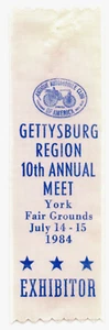 1984 Antique Automobile Club America AACA Exhibitor Ribbon Gettysburg Meet York - Imagen 1 de 2