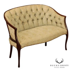 Regency Style Vintage Mahogany Frame Settee - Picture 1 of 19