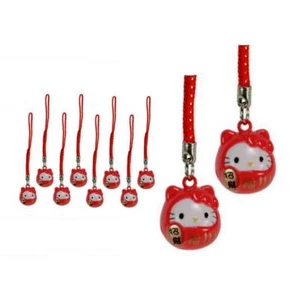 Set 10 cinturini per cellulare HELLO KITTY BRASS BELL CHARM fortuna fortuna Daruma rosso - Foto 1 di 4