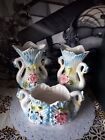 Vintage Ceramic Twin Swan Vases Set Of 3 Beautiful Vases