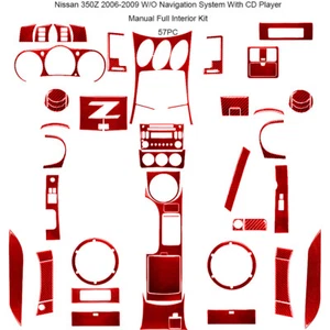 57Pcs W/O Navi For Nissan 350Z 03-09 Carbon Fiber Full Set Decor Cover Trim - Picture 1 of 14