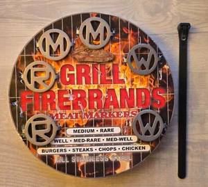 Grill Firebrands Meat Markers – Stainless Steel Set of 6 (Rare, Medium, Well) - Picture 1 of 2