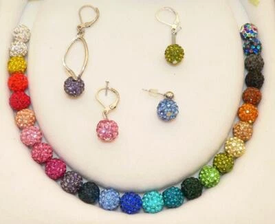 Ohrring Hänger Strass Kristall Shamballa Clay 10mm Edelstahl A 28 Farben 103f - Bild 1 von 4