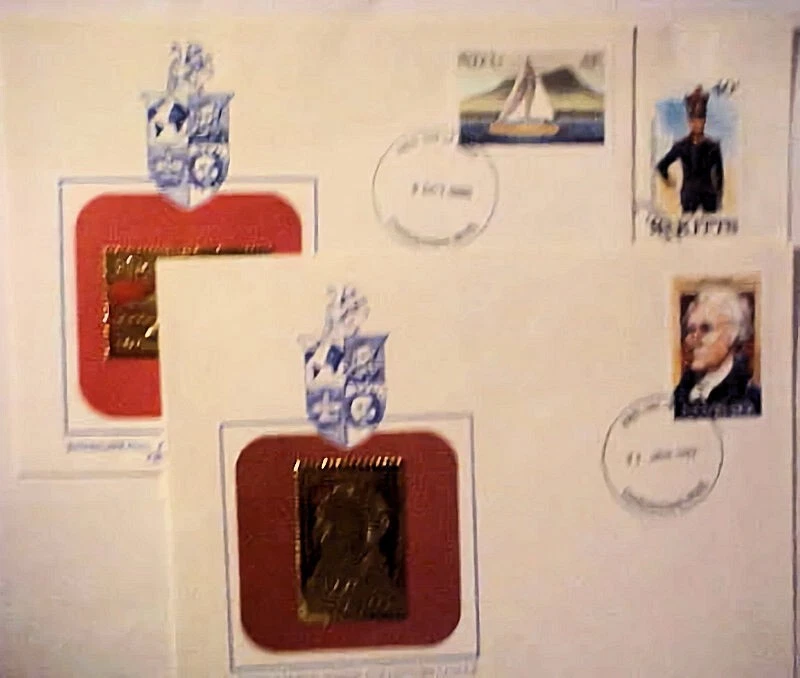 ST.KITTS GOLD FOIL FDC 1987 ALSO NEVIS 1980 , 1987 - Image 1 of 1