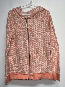 Cherokee Girls Zip Up Hooded Sweatshirt Size M 7 8 Peach White Geometric - Picture 1 of 5