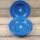 VINTAGE CINSO ENAMELWARE SET OF 4 PLATES BLUE SPECKELED CAMPWARE NEW