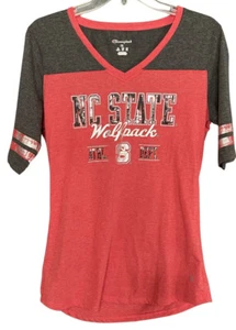 NC State Shirt Champion Women’s Medium Wolfpack Red 3/4 Sleeve Tight Stretch - Picture 1 of 8