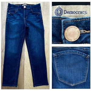 DEMOCRACY AB TECHNOLOGY JEANS WOMEN’S sz 10 High Rise Dark Wash STRETCH Denim - Picture 1 of 12