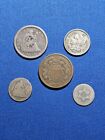 5 Coin US Odd Type Set: 20 Cent, Half Dime, Three Cent Silver And Nickel, 2 Cent