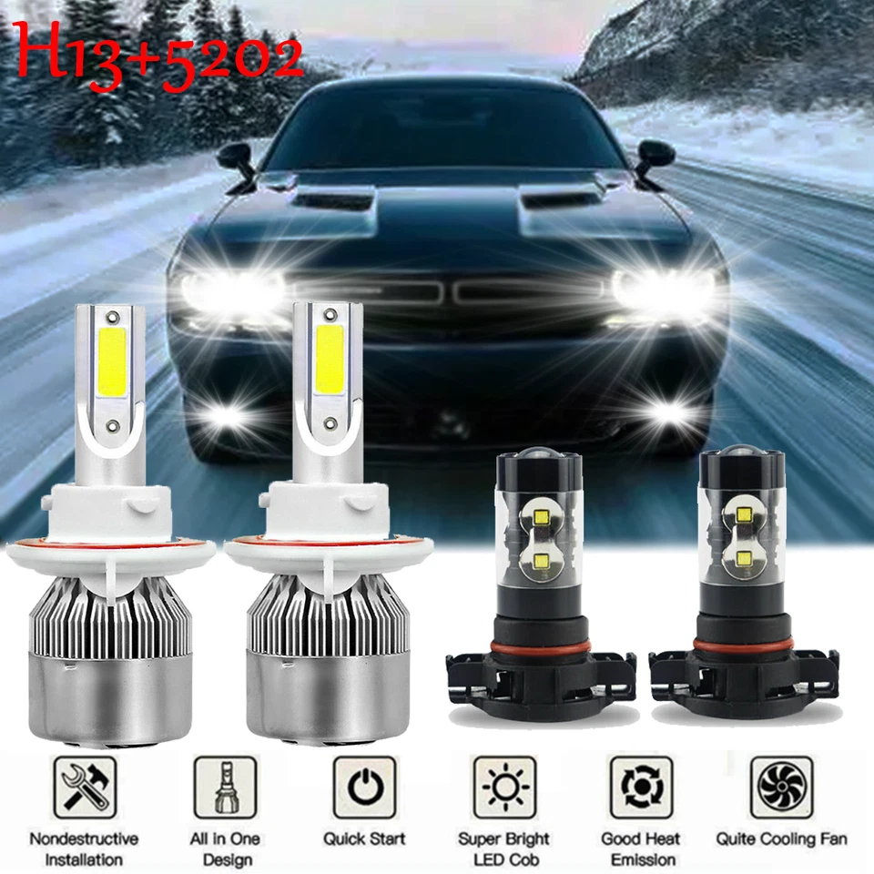 Faros antiniebla DRL para Dodge Challenger 2011-2012 2013 2014 6000K LED Foto 1 de 4