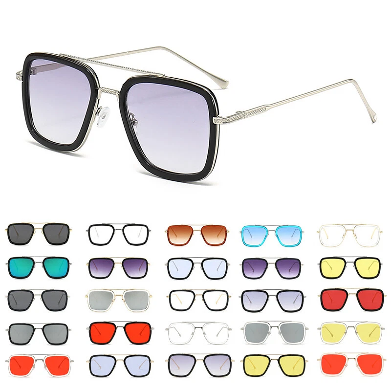 Gafas de sol vintage cuadradas con marco de metal para hombres mujeres Gafas de sol de moda Gafas Foto 1 de 4