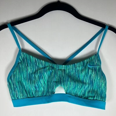 Nike спортивный бюстгальтер женщин размер S гонщик назад синий с вышитым логотипом  - Изображение 1 из 4