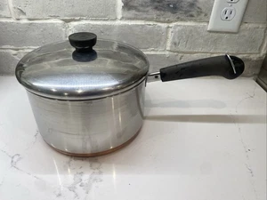 Revere Ware 1801 Copper Bottom 4 QT Sauce Pan Pot Stainless Steel with Lid - Picture 1 of 3