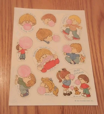 Vintage Hallmark Stickers Sheet, 1982 Bubble Gum Chums, Scratch 'n' Sniff - Image 1 of 3